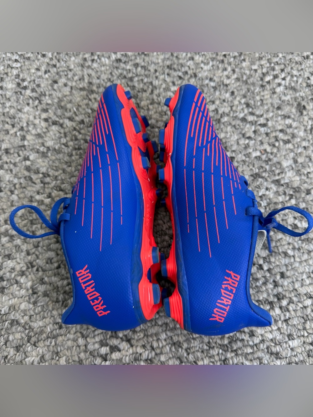 Adidas Predator blue orange lace up kids junior soccer cleats 3 - Picture 5 of 11